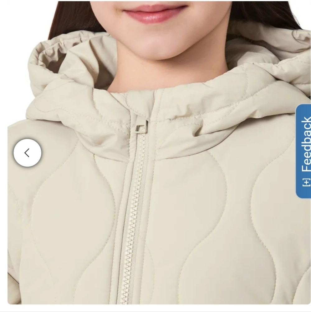 New!Mondetta Youth Quilted Jacket Cream Hooded Coat M 10/12 Cottage Core Y2K Out - Picture 5 of 11